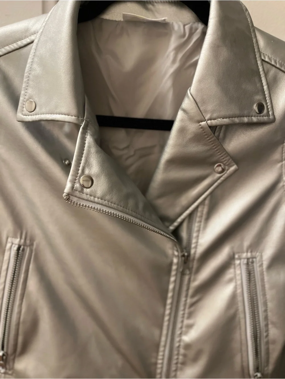 Epic Threads Silver Girls' Faux Leather Moto Jacket - Size M